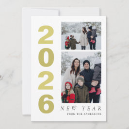 Elegantes Minimal Happy New Year Family 2 Foto Feiertagskarte