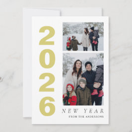 Elegantes Minimal Happy New Year Family 2 Foto Feiertagskarte