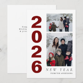 Elegantes Minimal Happy New Year Family 2 Foto Feiertagskarte