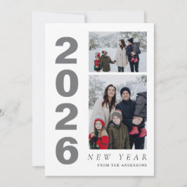 Elegantes Minimal Happy New Year Family 2 Foto Feiertagskarte