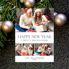Elegantes Minimal Happy New Year Family Foto Feiertagskarte