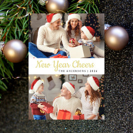 Elegantes Minimal Happy New Year Family Foto Feiertagskarte