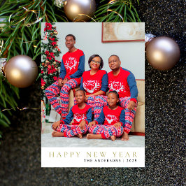 Elegantes Minimal Happy New Year Family Foto Feiertagskarte