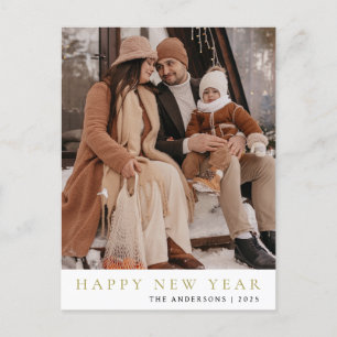 Elegantes Minimal Happy New Year Family Foto Feiertagspostkarte