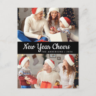 Elegantes Minimal Happy New Year Family Foto Feiertagspostkarte