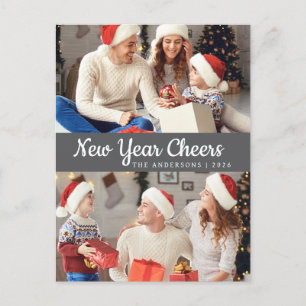 Elegantes Minimal Happy New Year Family Foto Feiertagspostkarte