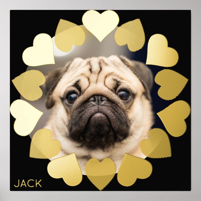 Elegantes Minimal Heart Foto Name Foliendrucke (Vorderseite)