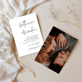 Elegantes Minimal Lässiges Script Foto Hochzeit Einladung