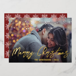 Elegantes Minimal Merina Custom Foto Folien Feiertagskarte