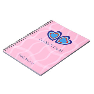 Elegantes Minimal Streifen und Herzen Notizbuch Notizblock