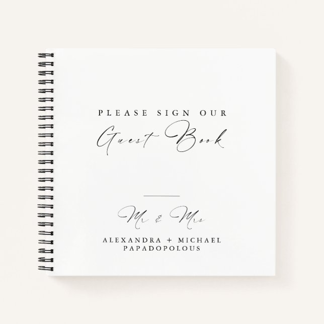 Elegantes Minimal Wedding Guest Book Notizbuch (Vorderseite)