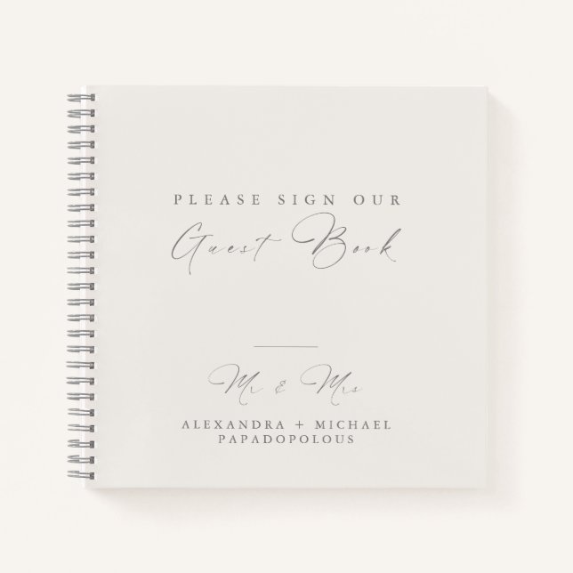 Elegantes Minimal Wedding Guest Book Notizbuch (Vorderseite)