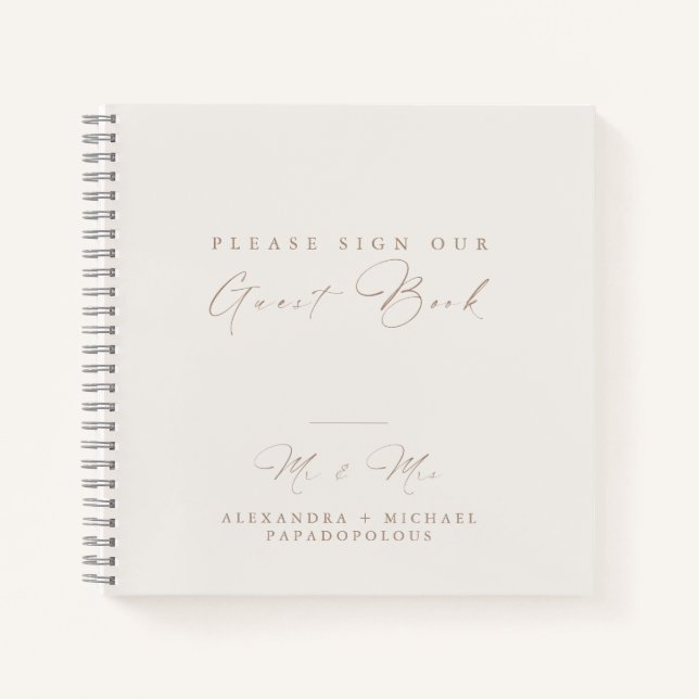 Elegantes Minimal Wedding Guest Book Notizbuch (Vorderseite)