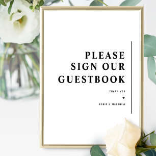 Elegantes Minimal Wedding Guest Book Sign Poster