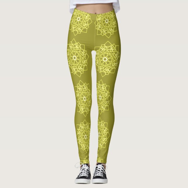 Elegantes minimales geometrisches Gradient Gold Leggings (Vorderseite)