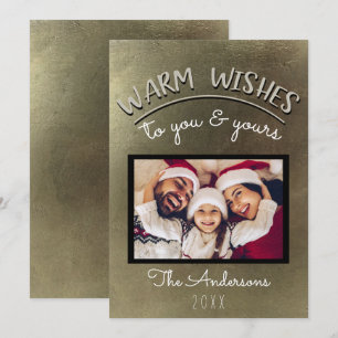 Elegantes minimales goldenes Weihnachtsfoto Einladung