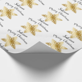 Elegantes, minimales Goldschneeflockenmuster Geschenkpapier