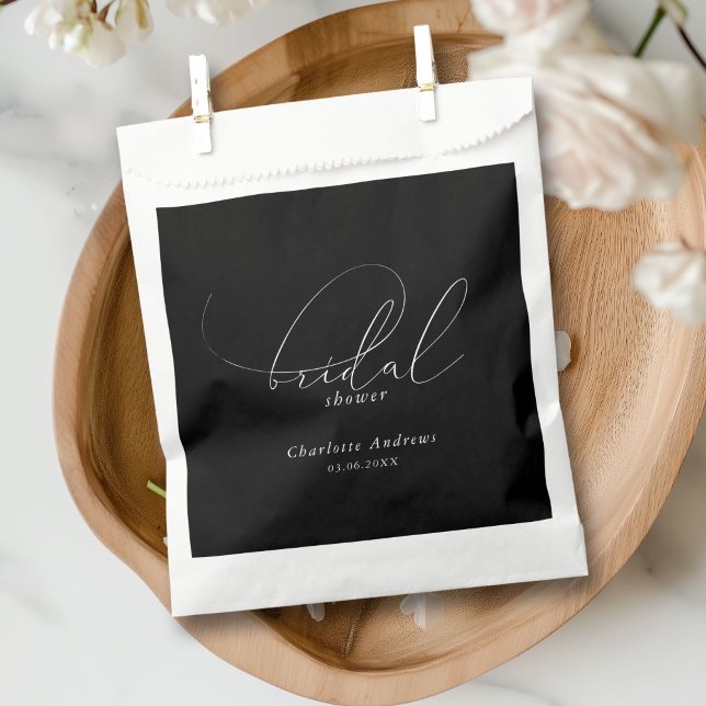 Elegantes, minimales, handschriftliches Brautparty Geschenktütchen (Elegant, minimal, handwriting Bridal Shower Favor Bag with your name and date. Scripted Font.)