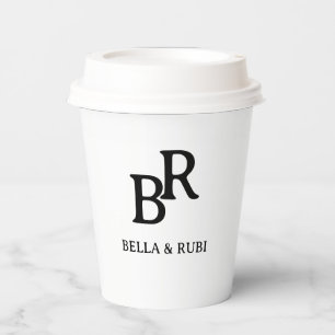 Elegantes minimales Hochzeitsmonogramm-Design Pappbecher