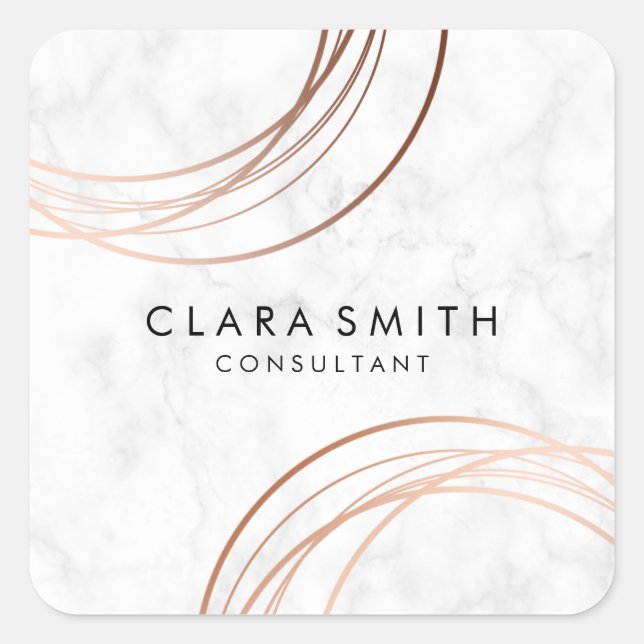 Elegantes minimales Imitat Rose goldener geometris Quadratischer Aufkleber (Vorderseite)