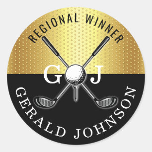 Elegantes minimalist Golf Monogramm-Design Runder Aufkleber