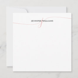 Elegantes Minimalistisch Blush Pink Script Monogra Mitteilungskarte
