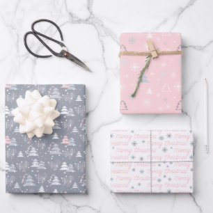 Elegantes Minimalistisch fröhliches Weihnachtsmust Geschenkpapier Set