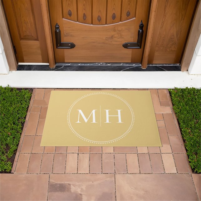 Elegantes Minimalistisch-Goldweißes Monogramm Fußmatte (Außenbereich)