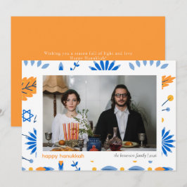 Elegantes Minimalistisch Happy Hanukkah Familie 1  Feiertagskarte