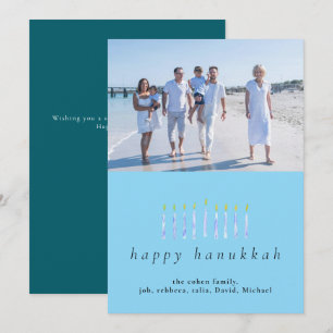 Elegantes Minimalistisch Happy Hanukkah Familie 1 Feiertagskarte