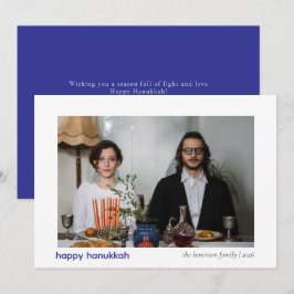 Elegantes Minimalistisch Happy Hanukkah Familie 1  Feiertagskarte