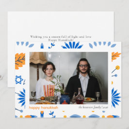 Elegantes Minimalistisch Happy Hanukkah Familie 1  Feiertagskarte