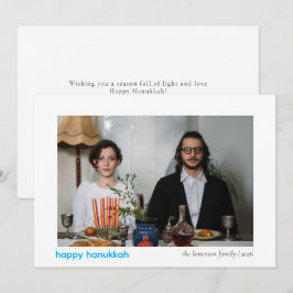 Elegantes Minimalistisch Happy Hanukkah Familie 1  Feiertagskarte