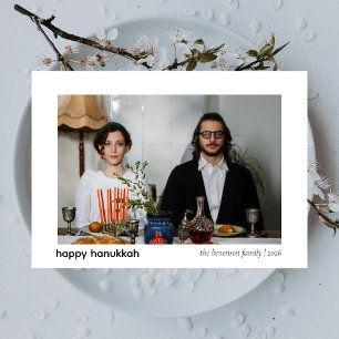Elegantes Minimalistisch Happy Hanukkah Familie 1 Feiertagskarte