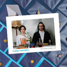 Elegantes Minimalistisch Happy Hanukkah Familie 1  Feiertagskarte