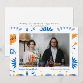 Elegantes Minimalistisch Happy Hanukkah Familie 1  Feiertagskarte