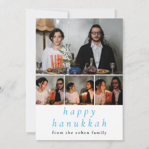 Elegantes Minimalistisch Happy Hanukkah Familie 4 Feiertagskarte