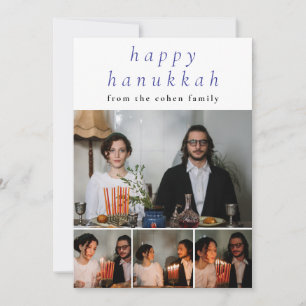 Elegantes Minimalistisch Happy Hanukkah Familie 4 Feiertagskarte