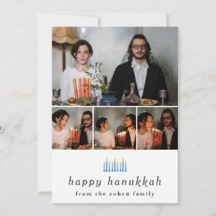 Elegantes Minimalistisch Happy Hanukkah Familie 4 Feiertagskarte