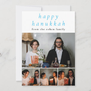 Elegantes Minimalistisch Happy Hanukkah Familie 4 Feiertagskarte