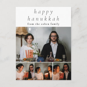 Elegantes Minimalistisch Happy Hanukkah Familie 4 Feiertagspostkarte