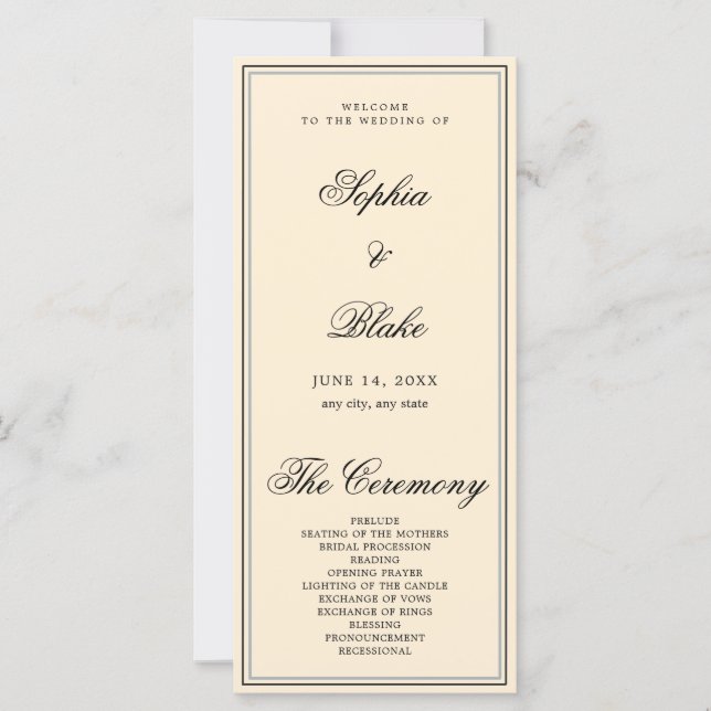 Elegantes Minimalistisch-Light Orange Hochzeitspro (Vorderseite)
