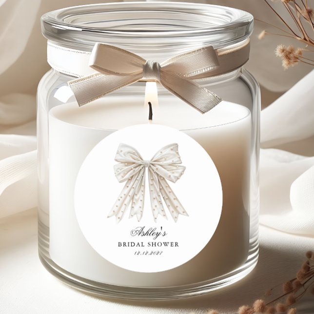 Elegantes Minimalistisch Pearls Bow Brautparty Runder Aufkleber (Von Creator hochgeladen)