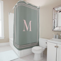 Elegantes Minimalistisch rosa grünes Monogramm