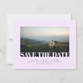 Elegantes Minimalistisch Soft Lila Foto Save The Date