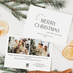Elegantes Minimalistisches 2 Foto Weihnachtsgrüßen Feiertagskarte
