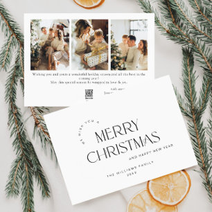 Elegantes Minimalistisches 3 Foto Weihnachtsgrüßen Feiertagskarte