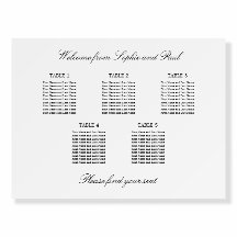 Elegantes Minimalistisches 5-Tisch-Sitzdiagramm