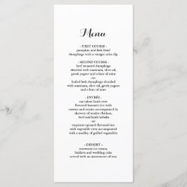 Elegantes Minimalistisches Abendmenü Menükarte