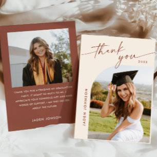 Elegantes Minimalistisches Abschluss 2 Foto Dankeskarte